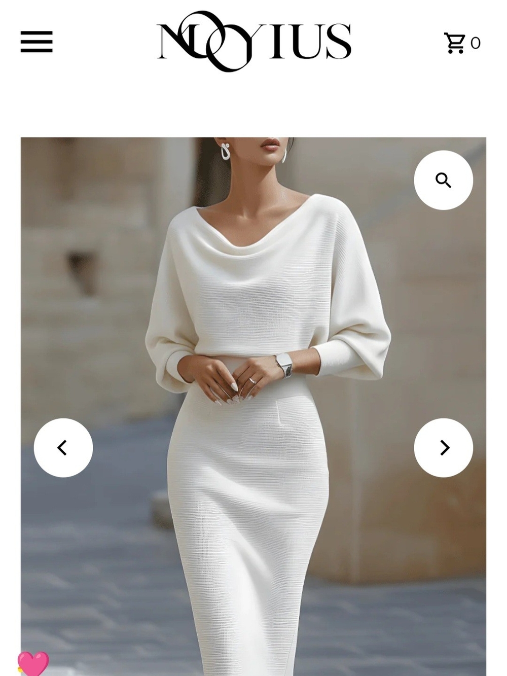 White Midi Dress with Draped Batwing Top